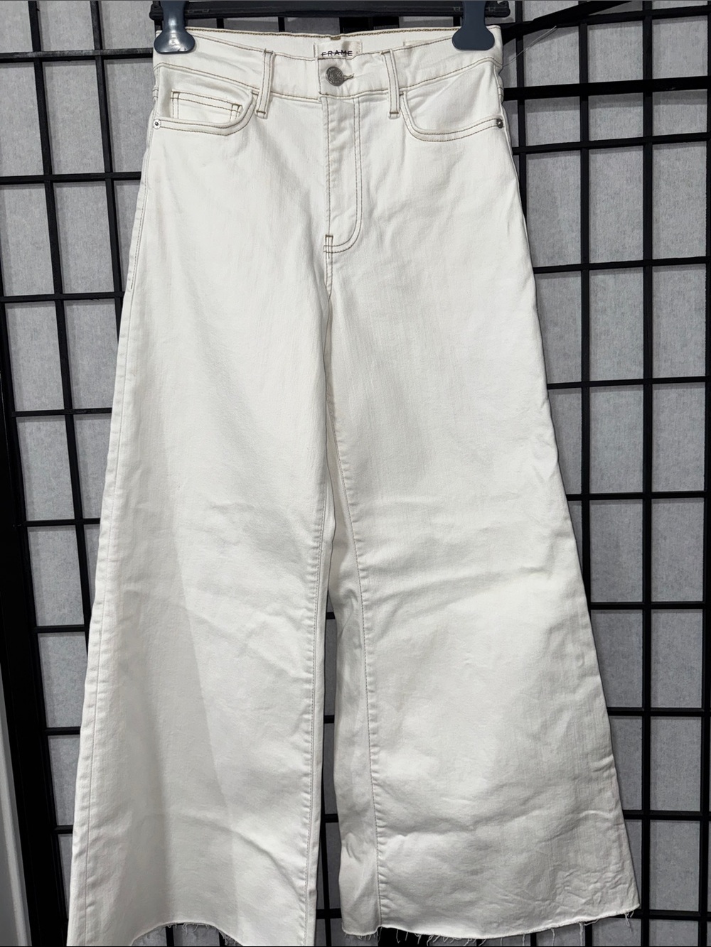 FRAME size 26 Le Palazzo Crop Raw Fray Jeans - Picture 3 of 10